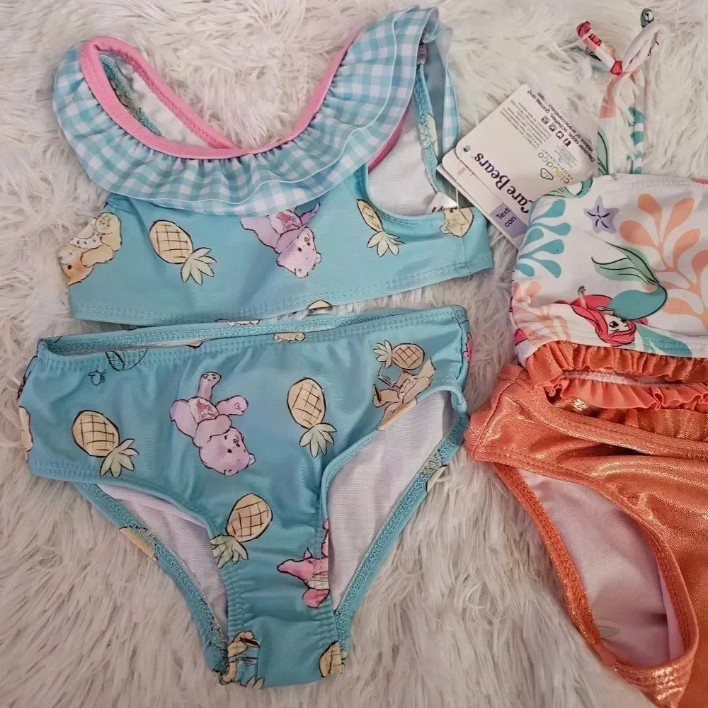 Care Bear and Disney Princess Little Mermaid Ruffle Swimsuit Bundle